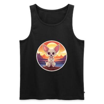 Fennec Fox Colorful Watercolor Cartoon Kawaii Pet - Men's Premium Organic Tank Top - black - Front - Michal (187cm)