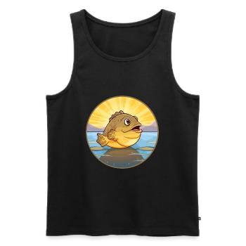 Flunder Fisch Buntes Aquarell Cartoon Kawaii - Männer Premium Bio Tank Top - Schwarz - Vorne - AI Model Male 178 light (178cm)