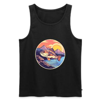 Fish Colorful Watercolor Cartoon Kawaii Animal - Men's Premium Organic Tank Top - black - Front - AI Model Male 178 light (178cm)