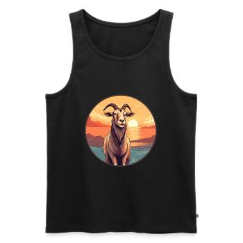 Ziege buntes Aquarell Cartoon Kawaii Tier - Männer Premium Bio Tank Top - Schwarz - Vorne - Michal (187cm)