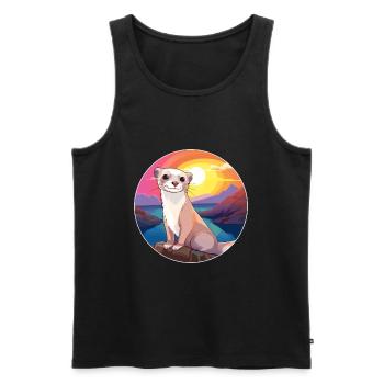Ferret Colorful Watercolor Cartoon Kawaii Animal - Men's Premium Organic Tank Top - black - Front - Michal (187cm)