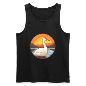 Goose Colorful Watercolor Cartoon Kawaii Animal - Men's Premium Organic Tank Top - black - Front - Michal (187cm)