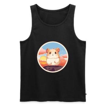 Hamster Buntes Aquarell Cartoon Kawaii Tier - Männer Premium Bio Tank Top - Schwarz - Vorne - Michal (187cm)
