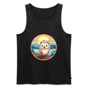 Igel Buntes Aquarell Cartoon Kawaii Tier - Männer Premium Bio Tank Top - Schwarz - Vorne - AI Model Male 178 light (178cm)