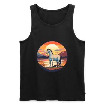 Pferd buntes Aquarell Karikatur Kawaii Tier - Männer Premium Bio Tank Top - Schwarz - Vorne - Michal (187cm)