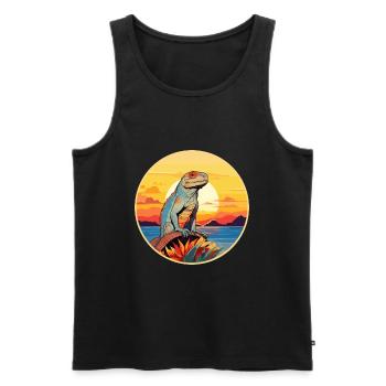 Iguana Colorful Watercolor Cartoon Kawaii Animal - Men's Premium Organic Tank Top - black - Front - AI Model Male 178 light (178cm)
