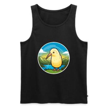Kiwi Vogel Buntes Aquarell Cartoon Kawaii Haustier - Männer Premium Bio Tank Top - Schwarz - Vorne - Michal (187cm)