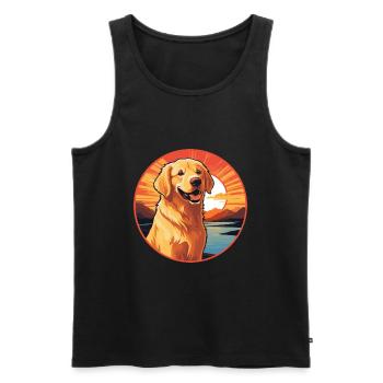 Golden Retriever Hund Bunte Aquarell-Karikatur - Männer Premium Bio Tank Top - Schwarz - Vorne - Michal (187cm)