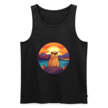 Gopher Colorful Watercolor Cartoon Kawaii Animal - Men's Premium Organic Tank Top - black - Front - AI Model Male 178 light (178cm)