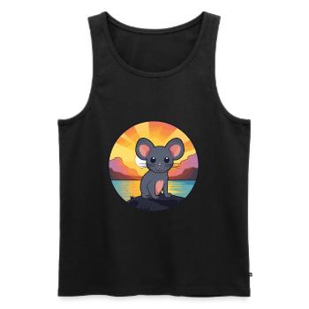 Mouse Colorful Watercolor Cartoon Kawaii Animal - Men's Premium Organic Tank Top - black - Front - Michal (187cm)