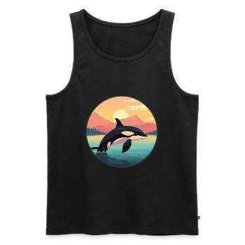 Orca Colorful Watercolor Cartoon Kawaii Animal - Men's Premium Organic Tank Top - black - Front - Michal (187cm)
