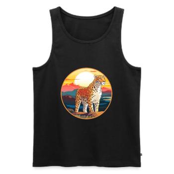 Jaguar Colorful Watercolor Cartoon Kawaii Animal - Men's Premium Organic Tank Top - black - Front - Michal (187cm)
