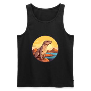 Komodo Dragon Aquarelle Colorée Dessin Animé Kawaii - Débardeur bio Premium Homme - noir - Devant - Michal (187cm)