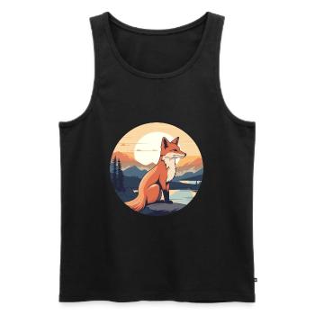 Fuchs Buntes Aquarell Cartoon Kawaii Tier - Männer Premium Bio Tank Top - Schwarz - Vorne - AI Model Male 178 light (178cm)