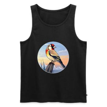Stieglitz Bunte Aquarell-Karikatur Kawaii Haustier - Männer Premium Bio Tank Top - Schwarz - Vorne - AI Model Male 178 light (178cm)