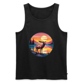 Moose Colorful Watercolor Cartoon Kawaii Animal - Men's Premium Organic Tank Top - black - Front - Michal (187cm)