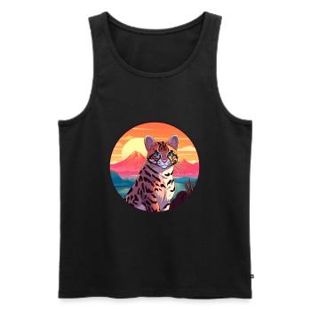 Ocelot Colorful Watercolor Cartoon Kawaii Animal - Men's Premium Organic Tank Top - black - Front - Michal (187cm)