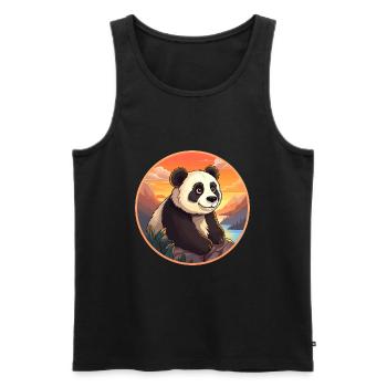 Panda Colorful Watercolor Cartoon Kawaii Animal - Men's Premium Organic Tank Top - black - Front - Michal (187cm)
