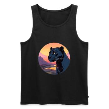 Panthère Aquarelle Colorée Dessin Animé Kawaii Animal - Débardeur bio Premium Homme - noir - Devant - Michal (187cm)