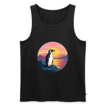 Penguin Colorful Watercolor Cartoon Kawaii Animal - Men's Premium Organic Tank Top - black - Front - Michal (187cm)