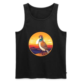 Perdrix coloré aquarelle dessin animé Kawaii animal de compagnie - Débardeur bio Premium Homme - noir - Devant - Michal (187cm)