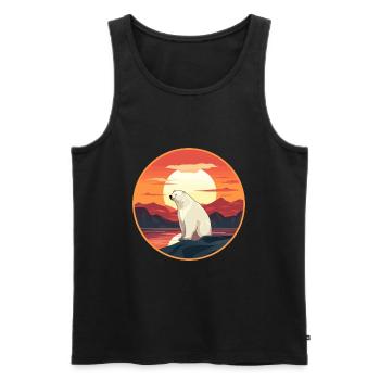 Ours polaire aquarelle colorée dessin animé kawaii animal de compagnie - Débardeur bio Premium Homme - noir - Devant - Michal (187cm)