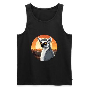 Lemur Colorful Watercolor Cartoon Kawaii Animal - Men's Premium Organic Tank Top - black - Front - Michal (187cm)