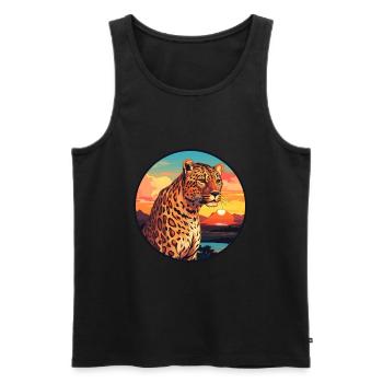 Leopard Colorful Watercolor Cartoon Kawaii Animal - Men's Premium Organic Tank Top - black - Front - AI Model Male 178 light (178cm)