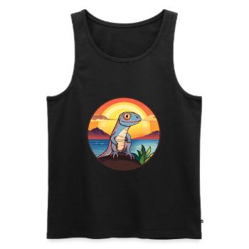 Lizard Colorful Watercolor Cartoon Kawaii Animal - Men's Premium Organic Tank Top - black - Front - AI Model Male 178 light (178cm)