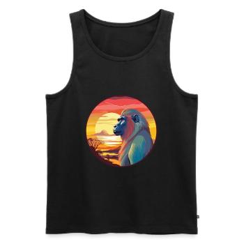 Mandrill Colorful Watercolor Cartoon Kawaii Animal - Men's Premium Organic Tank Top - black - Front - AI Model Male 178 light (178cm)