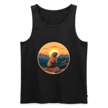 Und täglich grüßt das Murmeltier bunte Aquarell-Karikatur Kawaii Haustier - Männer Premium Bio Tank Top - Schwarz - Vorne - Michal (187cm)