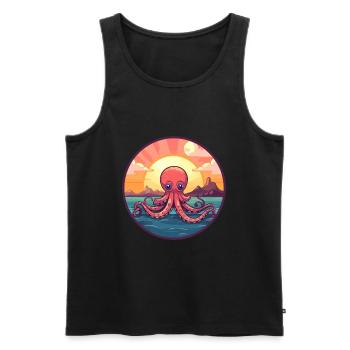 Oktopus Buntes Aquarell Cartoon Kawaii Tier - Männer Premium Bio Tank Top - Schwarz - Vorne - Michal (187cm)