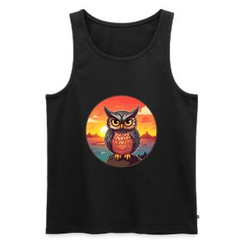 Owl Colorful Watercolor Cartoon Kawaii Animal - Men's Premium Organic Tank Top - black - Front - Michal (187cm)