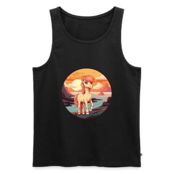 Pony Colorful Watercolor Cartoon Kawaii Animal - Men's Premium Organic Tank Top - black - Front - Michal (187cm)