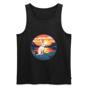 Rabbit Colorful Watercolor Cartoon Kawaii Animal - Men's Premium Organic Tank Top - black - Front - Michal (187cm)