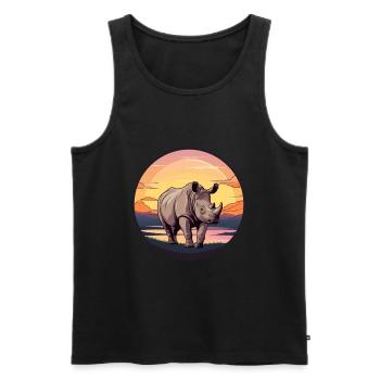 Rhino Colorful Watercolor Cartoon Kawaii Animal - Men's Premium Organic Tank Top - black - Front - AI Model Male 178 light (178cm)