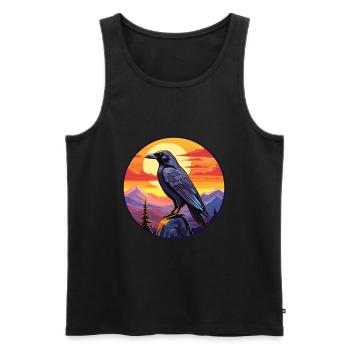 Raven Colorful Watercolor Cartoon Kawaii Animal - Men's Premium Organic Tank Top - black - Front - AI Model Male 178 light (178cm)