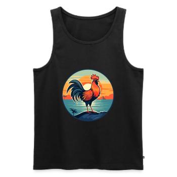 Hahn Buntes Aquarell Cartoon Kawaii Tier - Männer Premium Bio Tank Top - Schwarz - Vorne - AI Model Male 178 light (178cm)