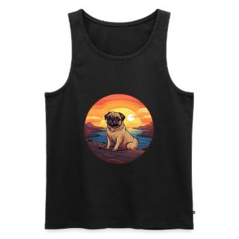 Mopshund buntes Aquarell Cartoon Kawaii Tier - Männer Premium Bio Tank Top - Schwarz - Vorne - AI Model Male 178 light (178cm)