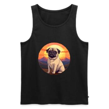 Mopshund buntes Aquarell Cartoon Kawaii Tier - Männer Premium Bio Tank Top - Schwarz - Vorne - AI Model Male 178 light (178cm)
