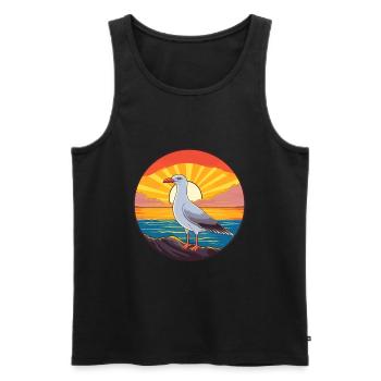 Seagull Colorful Watercolor Cartoon Kawaii Animal - Men's Premium Organic Tank Top - black - Front - Michal (187cm)