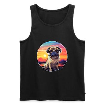 Mopshund buntes Aquarell Cartoon Kawaii Tier - Männer Premium Bio Tank Top - Schwarz - Vorne - AI Model Male 178 light (178cm)
