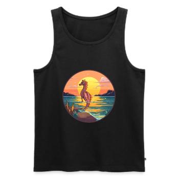 Seepferdchen buntes Aquarell Cartoon Kawaii Tier - Männer Premium Bio Tank Top - Schwarz - Vorne - AI Model Male 178 light (178cm)
