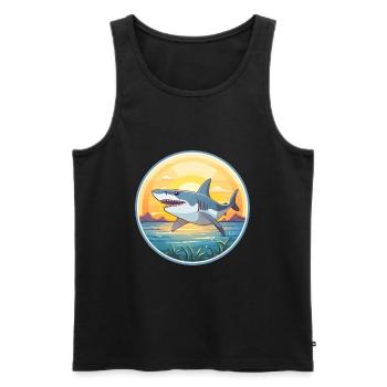 Requin Aquarelle Colorée Dessin Animé Kawaii Animal - Débardeur bio Premium Homme - noir - Devant - Michal (187cm)