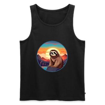 Faultier buntes Aquarell Cartoon Kawaii Tier - Männer Premium Bio Tank Top - Schwarz - Vorne - AI Model Male 178 light (178cm)
