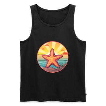 Étoile de mer coloré aquarelle dessin animé kawaii Animal - Débardeur bio Premium Homme - noir - Devant - Michal (187cm)