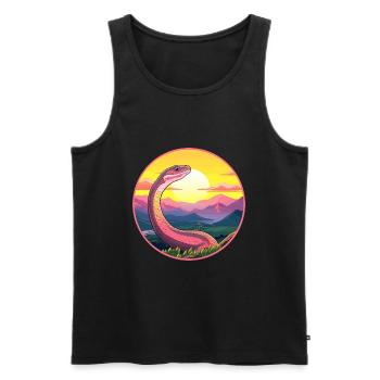 Schlange bunte Aquarell-Karikatur Kawaii-Tier - Männer Premium Bio Tank Top - Schwarz - Vorne - Michal (187cm)
