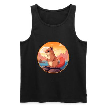 Squirrel Colorful Watercolor Cartoon Kawaii Animal - Men's Premium Organic Tank Top - black - Front - Michal (187cm)