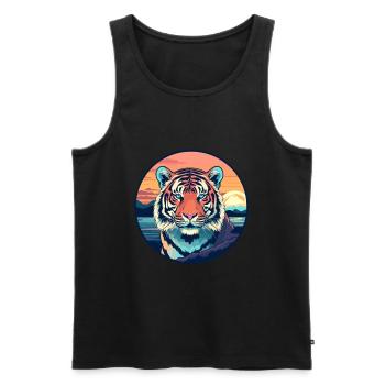 Tiger Buntes Aquarell Cartoon Kawaii Tier - Männer Premium Bio Tank Top - Schwarz - Vorne - AI Model Male 178 light (178cm)
