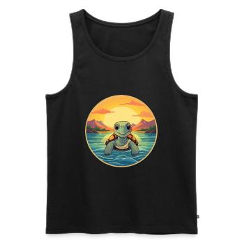 Turtle Colorful Watercolor Cartoon Kawaii Animal - Men's Premium Organic Tank Top - black - Front - AI Model Male 178 light (178cm)